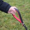Hundeleine Leder 1m schwarz-rot Detail Griff
