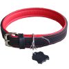 Leder Hundehalsband verstellbar schwarz-rot
